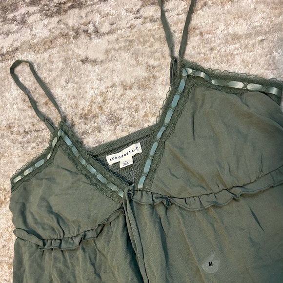 aéropostale solid v-neck lace-trimmed babydoll dress - Picture 6 of 8